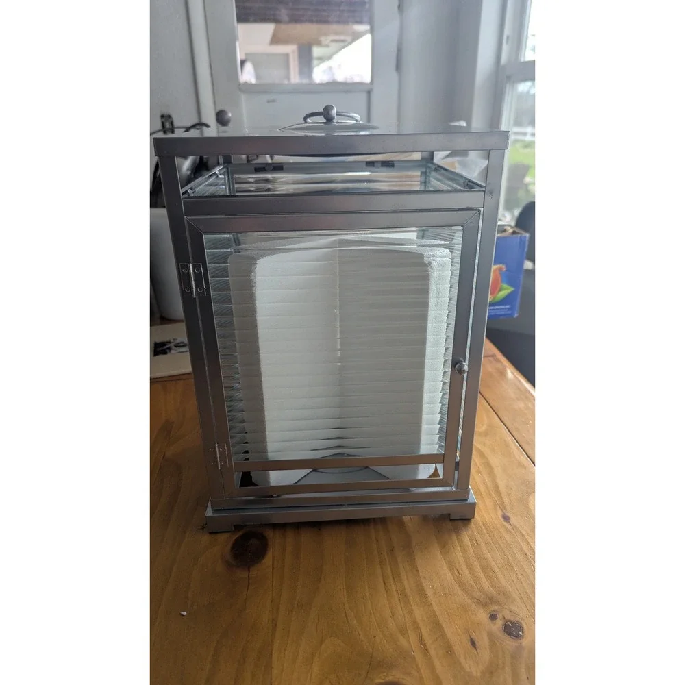 Retired PartyLite Resort‎ Lantern Large P91498 Silver Metal/Glass Candle Holder